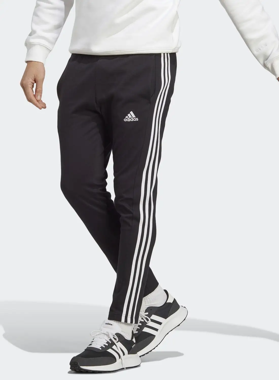 Adidas 3 Stripes Single Jersey Tapered Open Sweatpants