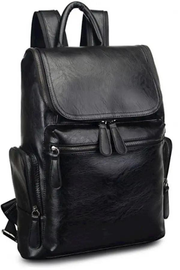Generic Leather Double Shoulder Men'S Backpack Black