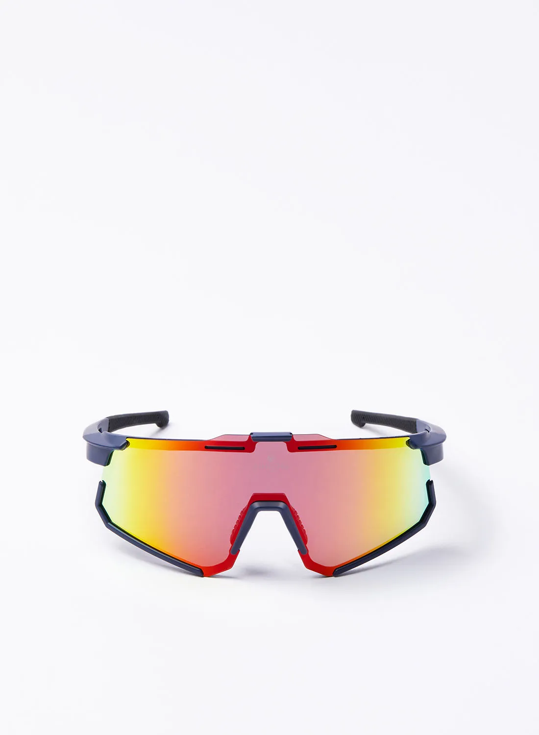 نظارة شمسية لركوب الدراجات من Athletiq - نادي أثليتيك جبل السوداء - إطار أزرق مع مرآة متعددة الطبقات باللون الأحمر