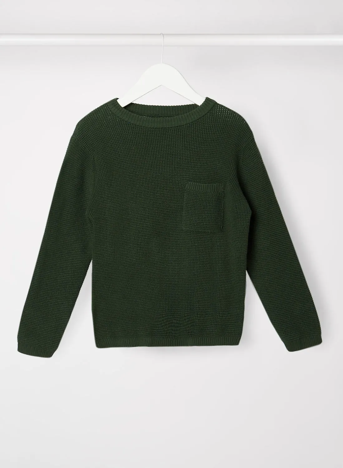 MANGO Kids/Teen Knit Pocket Sweater Khaki