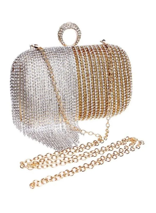 Generic Stone Embellished Clutch Gold/Silver