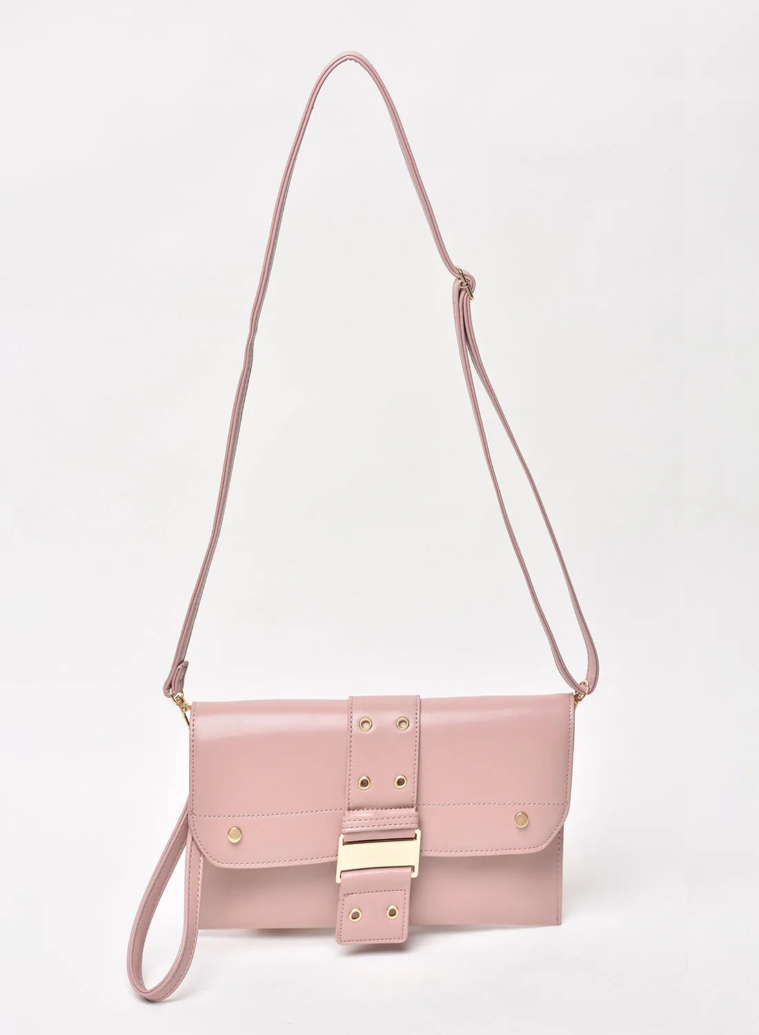 Jove Solid Pattern Flap Closure Shoulder Bag Pink