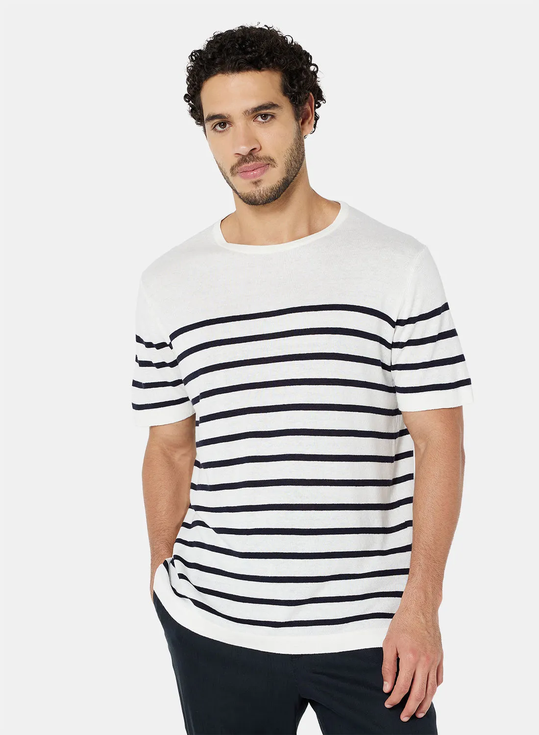 MANGO Striped T-Shirt White