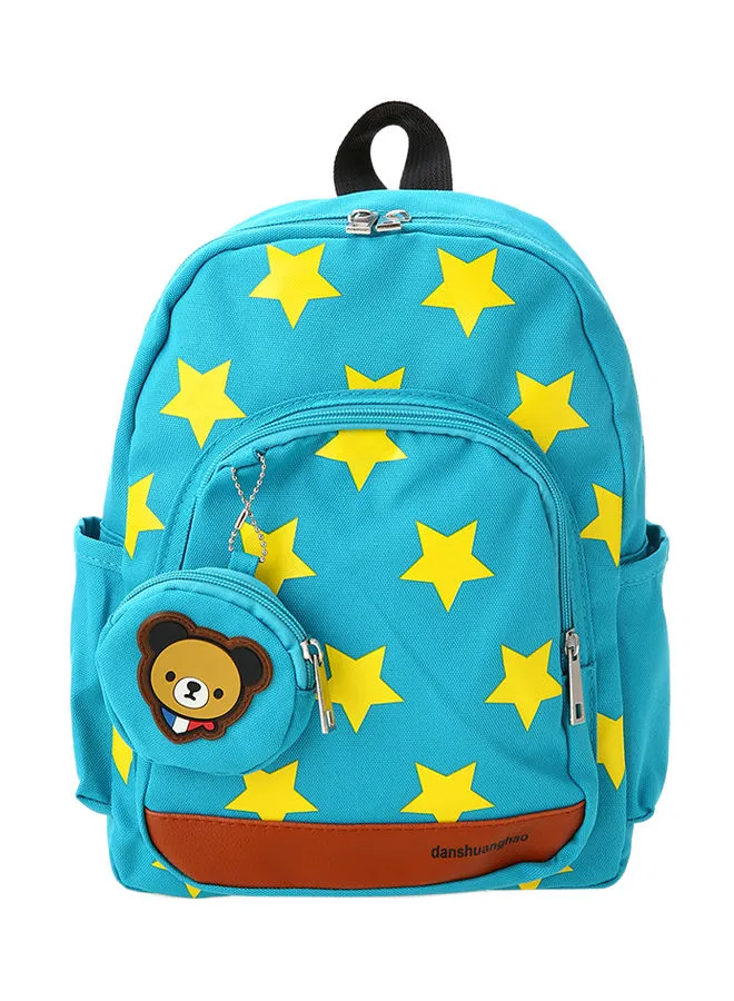 Generic Star Printed Design Canvas Backpack Blue/Yellow