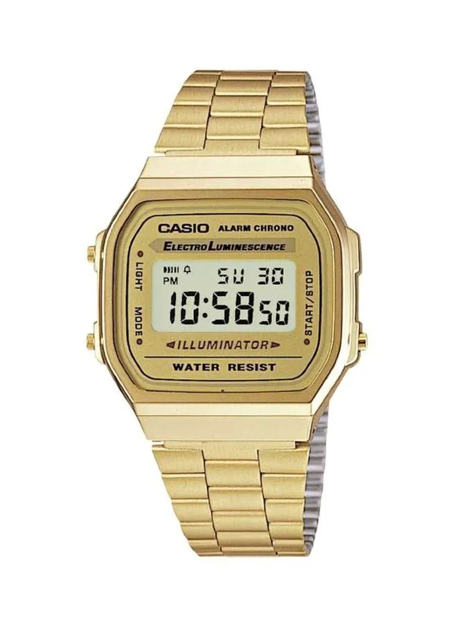 كاسيو ساعة رقمية للرجال من الستانلس ستيل A168WG-9WDF - 35 ملم - ذهبي