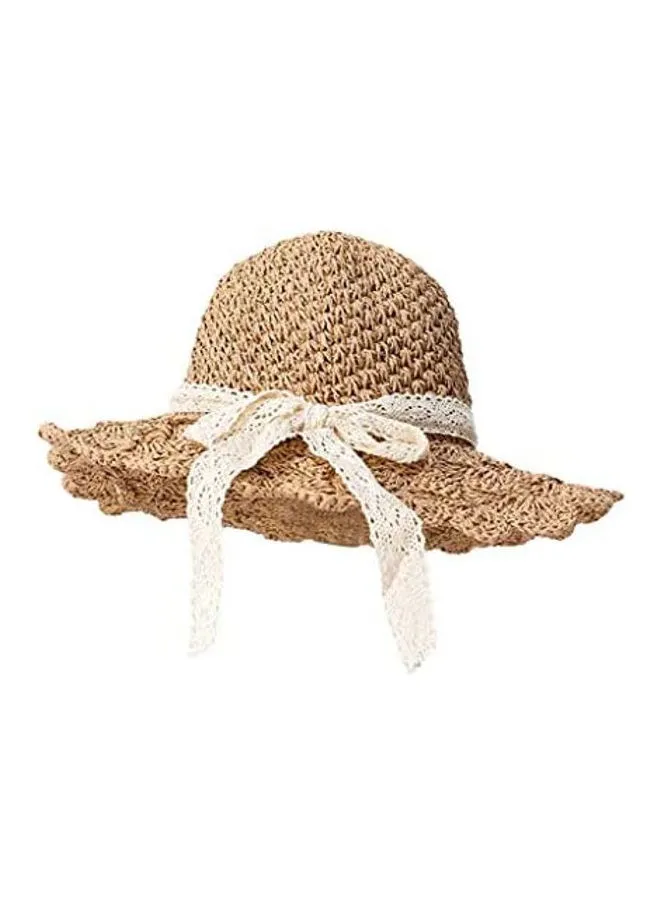 Generic قبعة كبيرة من القش للشاطئ قابلة للطي من القماش الشبكي للسفر والترفيه على شكل قبة متعددة الألوان