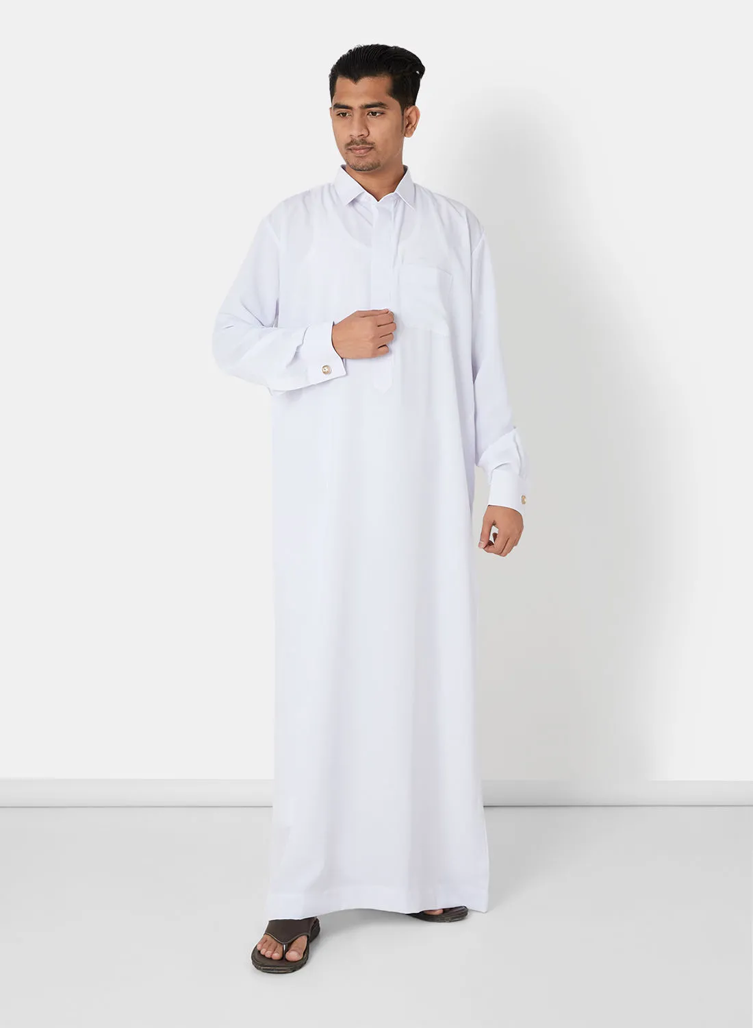 SIVVI for SAQR Premium Chest Pocket Saudi Kandora White