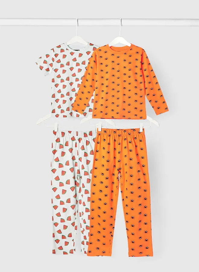 RAHA Boys Printed Cotton Casual Pyjama Set Multicolour