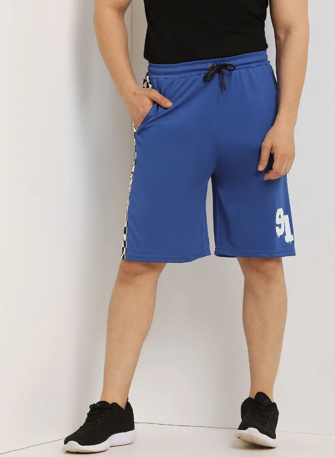 ABOF Men's Mid-Rise Casual Shorts Royal Blue