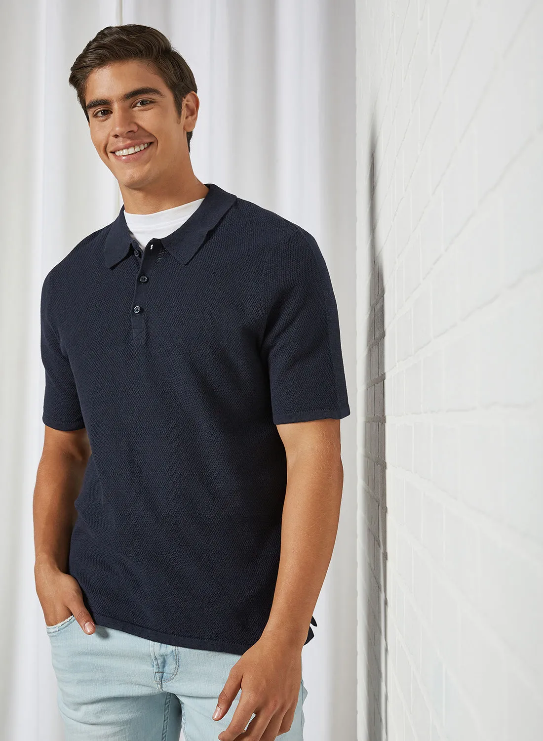 ONLY & SONS Solid Polo كحلي غامق