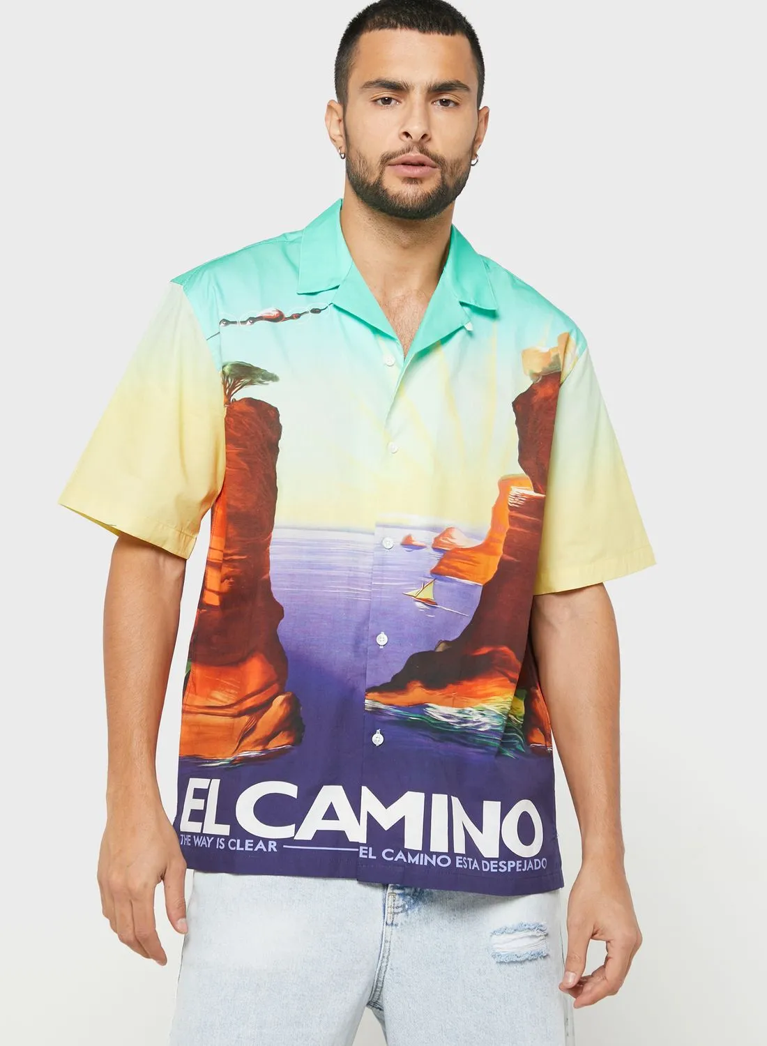 TOPMAN Casual Relaxed Fit Printed Shirt