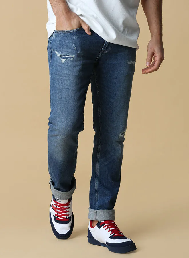 TOMMY JEANS Scanton Ripped Slim Fit Jeans Perry Mid Blue