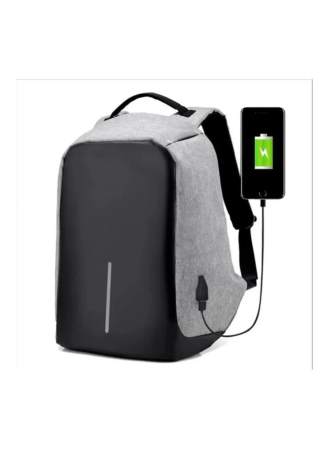 ماركة غير محددة حقيبة ظهر للكمبيوتر المحمول من سلسلة Anti Theft مع منفذ شحن USB رمادي / أسود