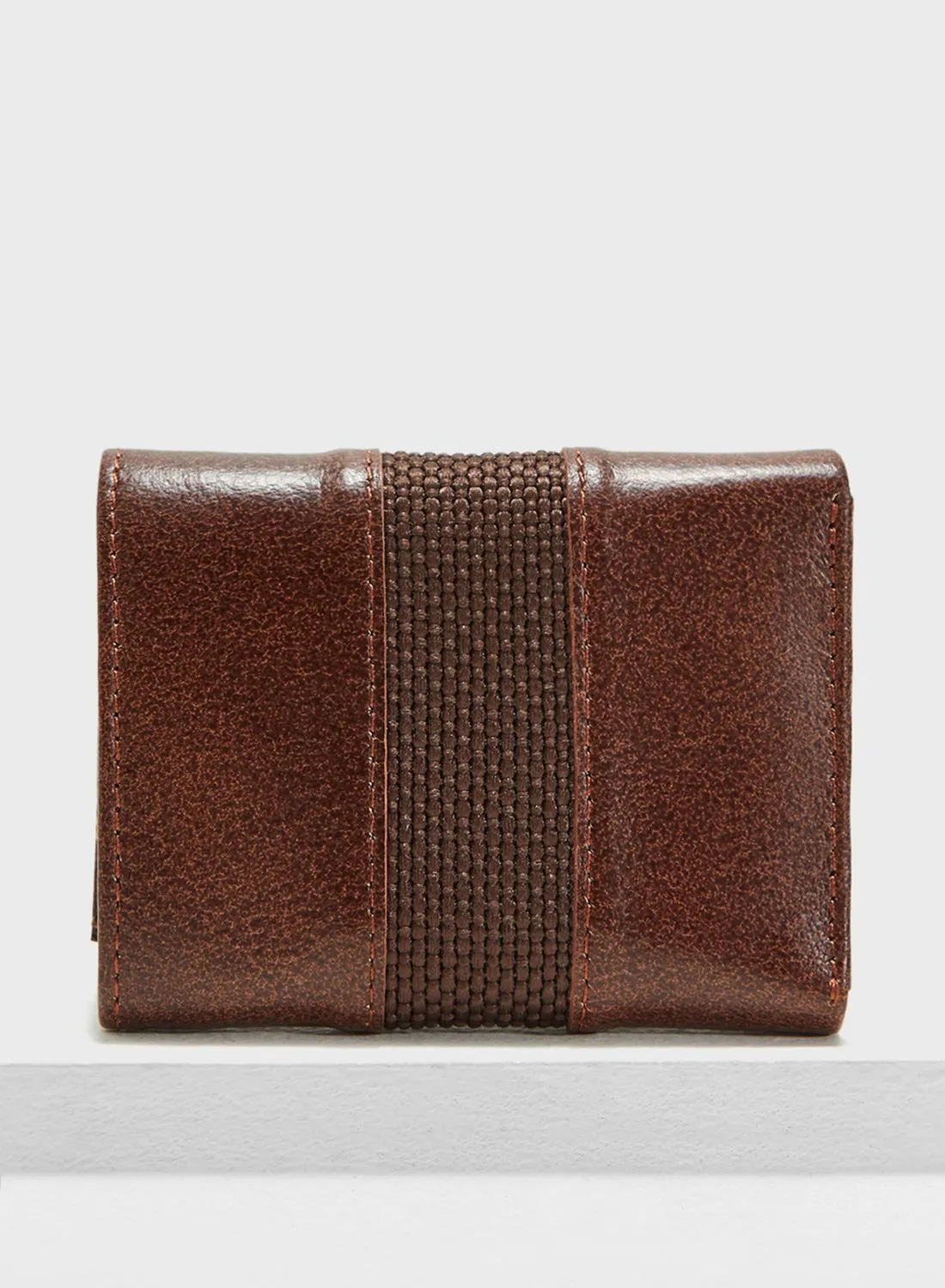 Robert Wood Leather Tri-Fold Wallet