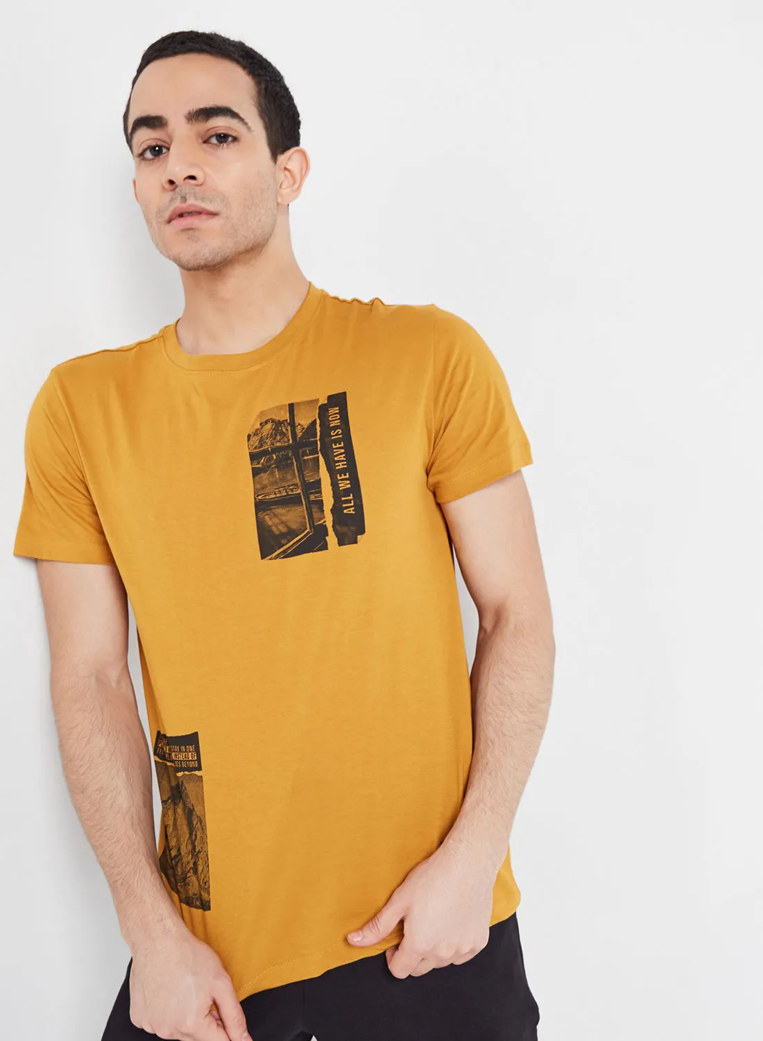 SKULT Graphic Patch T-Shirt Mustard
