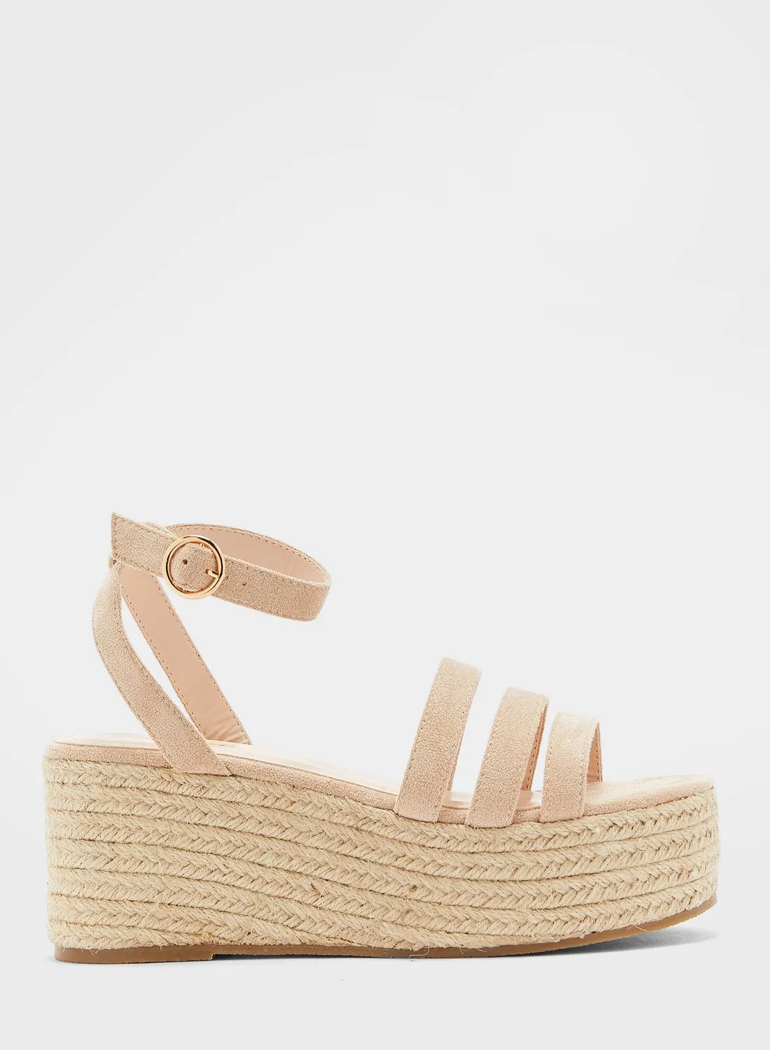 Ginger Triple Strap Faux Suede Wedge Sandal