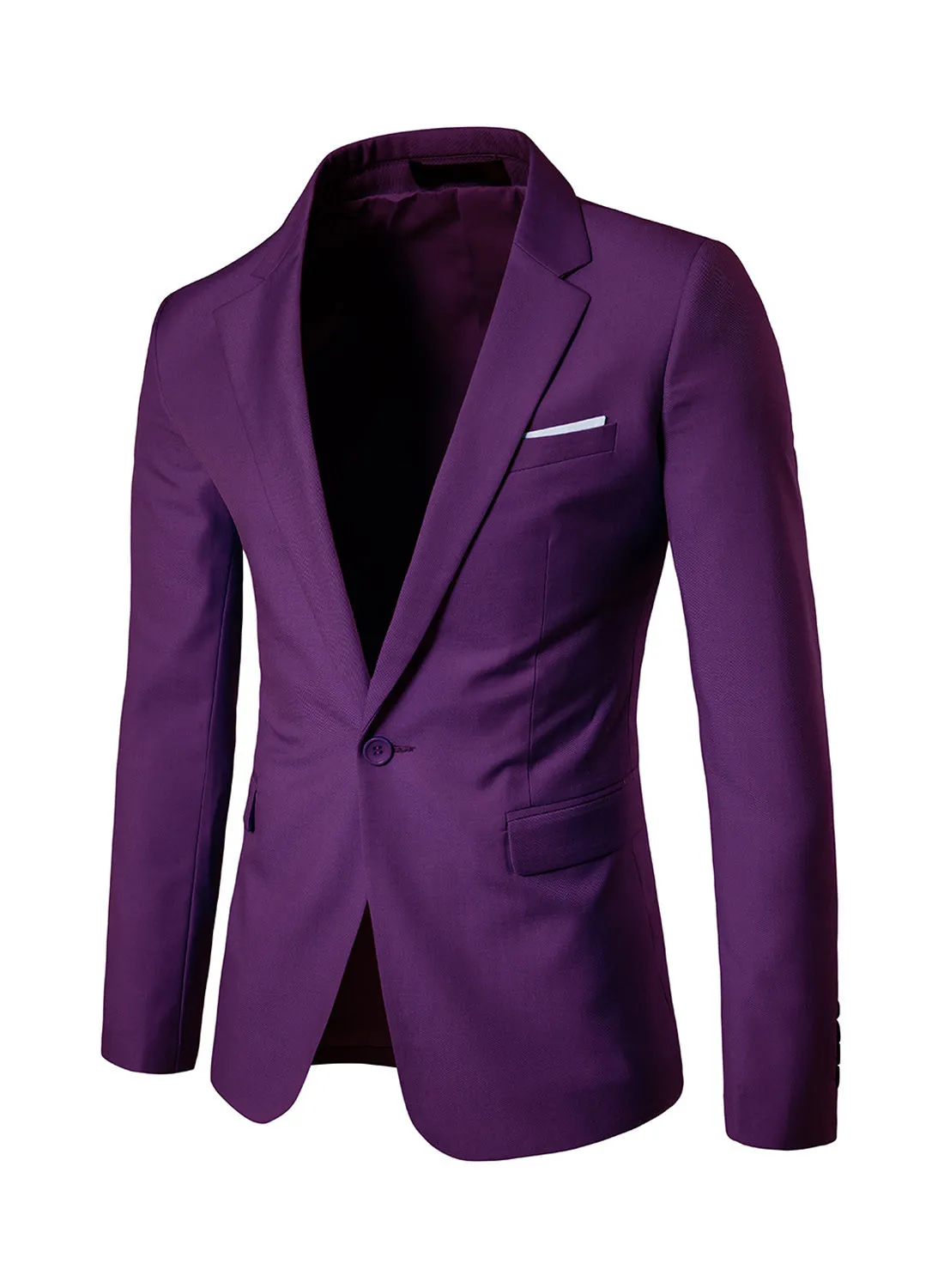 Generic One Button Casual Blazer Purple