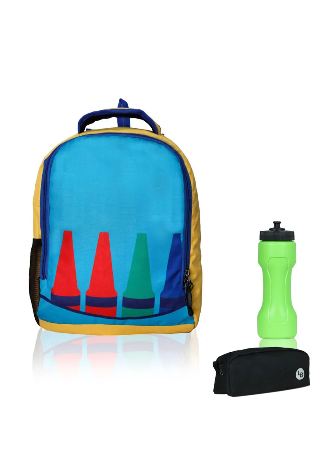 حقيبة ظهر LIONBONE من البوليستر للأطفال مع إغلاق بسحاب مثالية للفئة العمرية من 4 إلى 6 سنوات ، وحقيبة من البلاستيك وحقيبة من البوليستر أزرق سماوي / أسود / أخضر