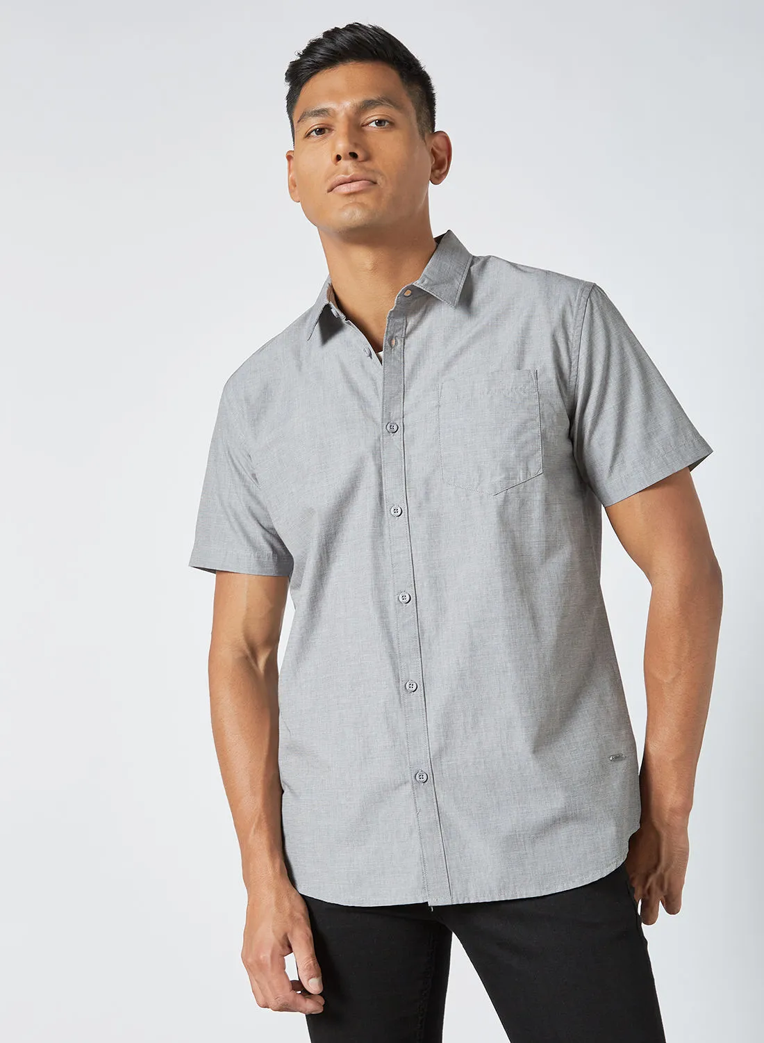 ABOF Men's Essential Short Sleeve Shirt Grey