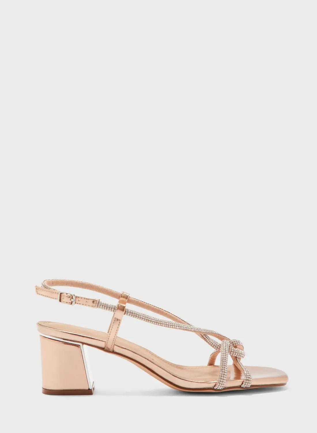 Truffle Wide Fit Diamante Twisted Strap Sandal