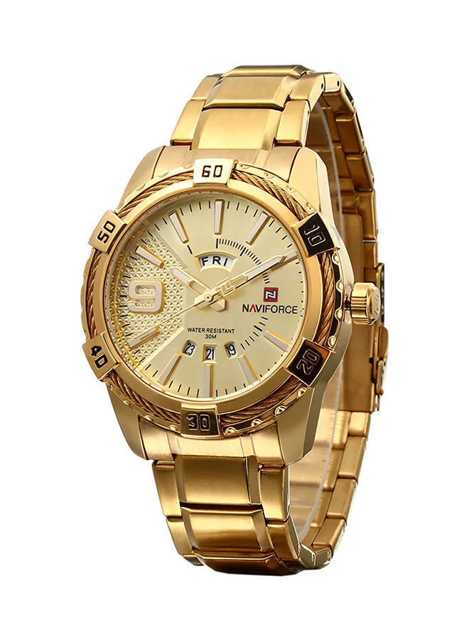 NAVIFORCE Men's Water Resistant Analog Wrist Watch 9117 - 45 mm -Gold