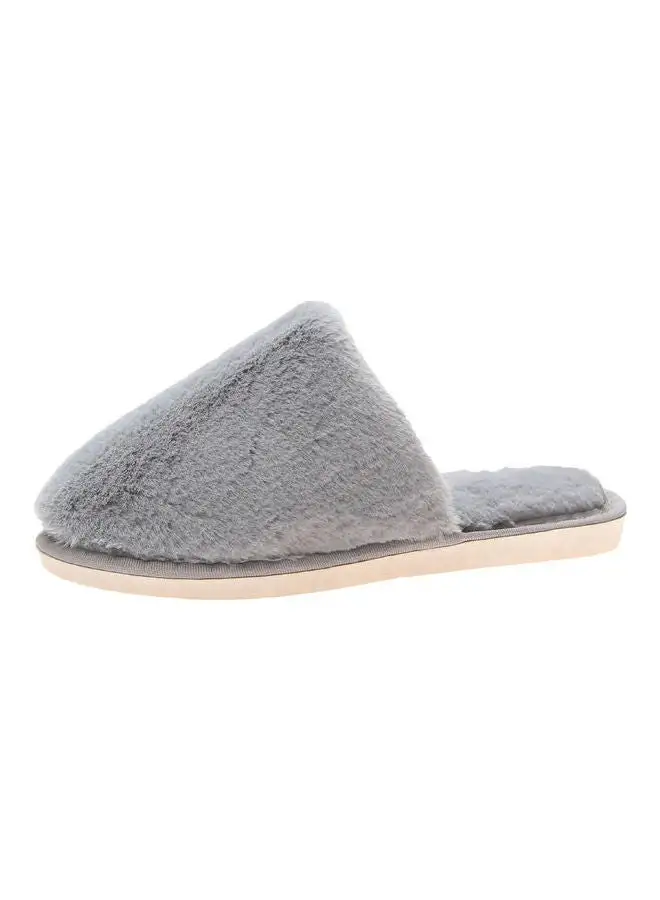 Joychic Solid Fluffy Indoor Slippers Grey