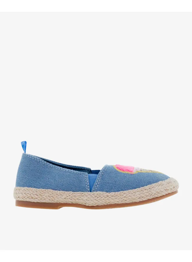 R&B Embroidery Details Slip Ons Blue