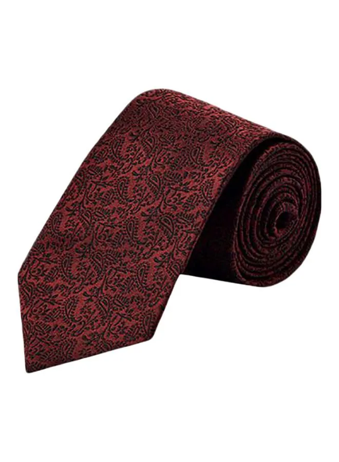 Generic Floral Embroidered Necktie Red