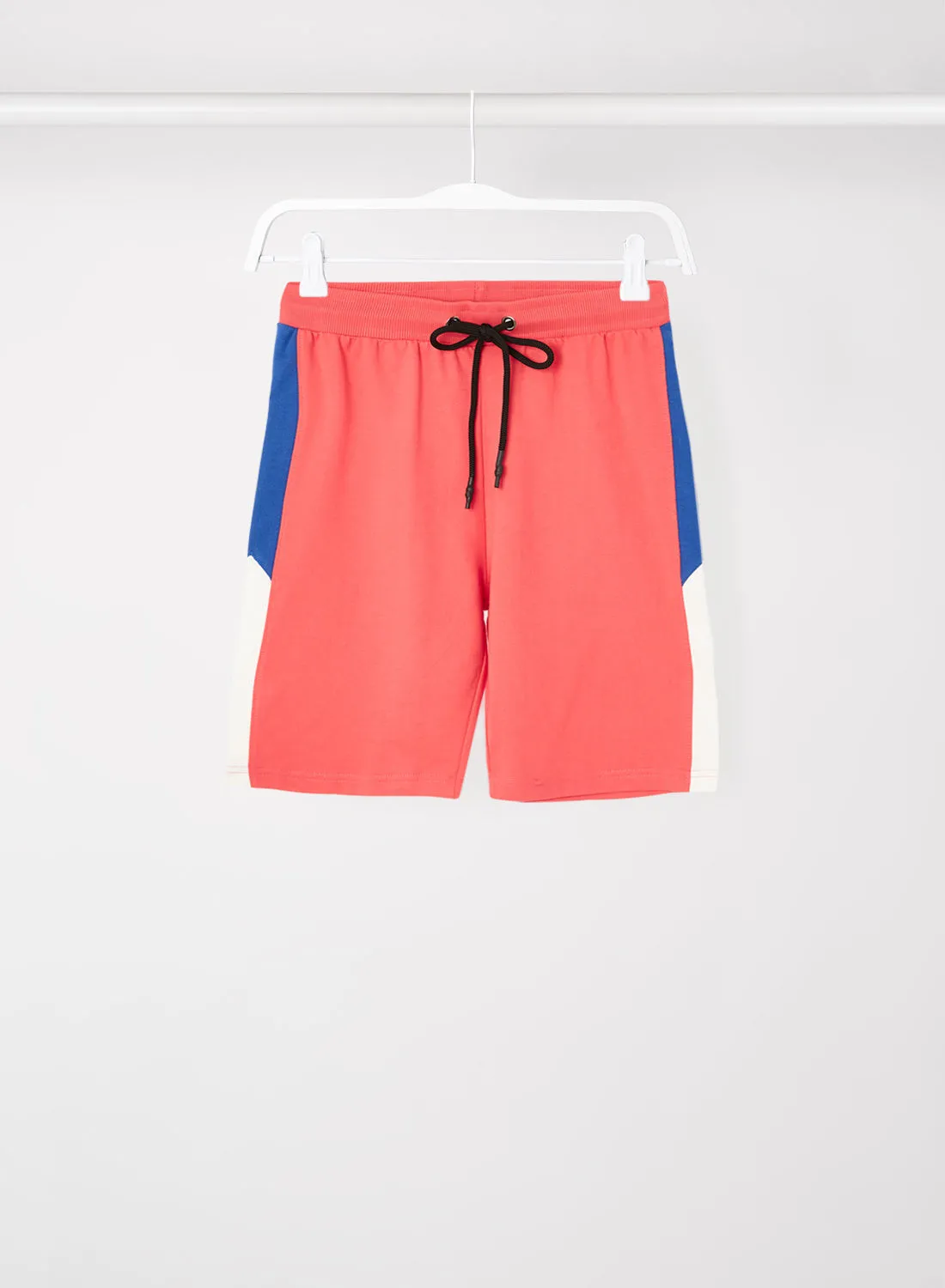 ABOF Colourblock Pattern Elastic Waistband Drawstring Shorts Pink/White/Blue