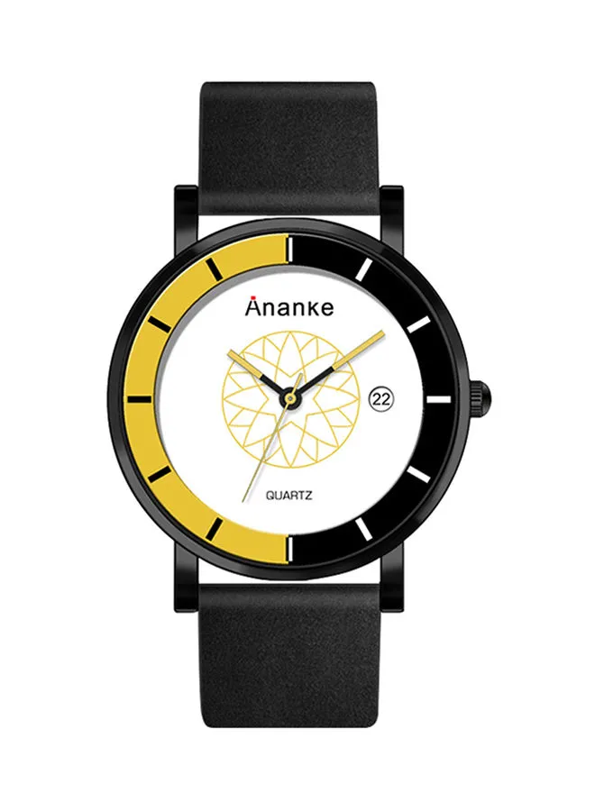 Ananke ساعة يد جلدية مقاومة للماء للرجال Ank-0303 - 40 ملم - أسود