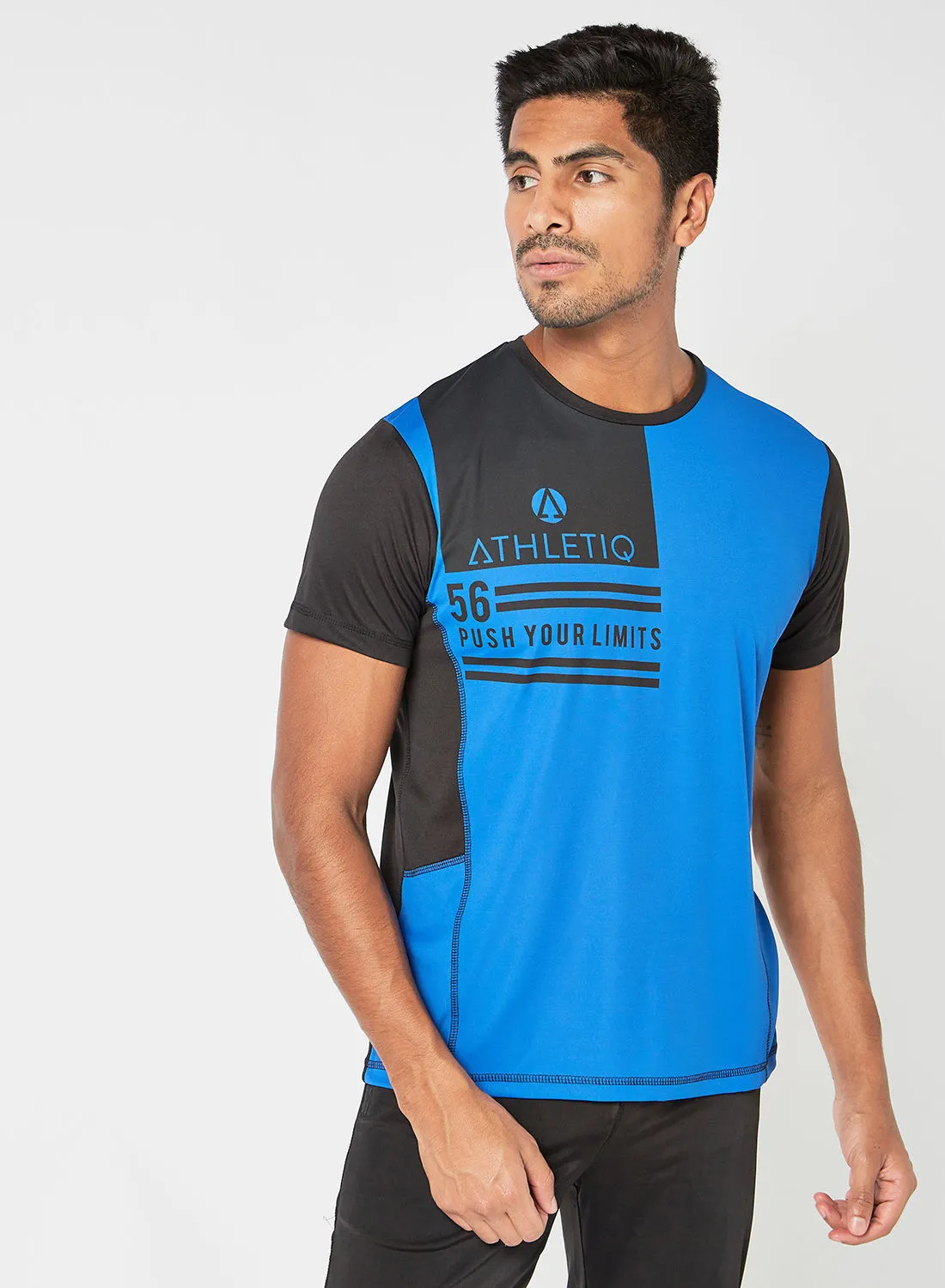 Athletiq Graphic Sportswear Workout T-Shirt Royal Blue