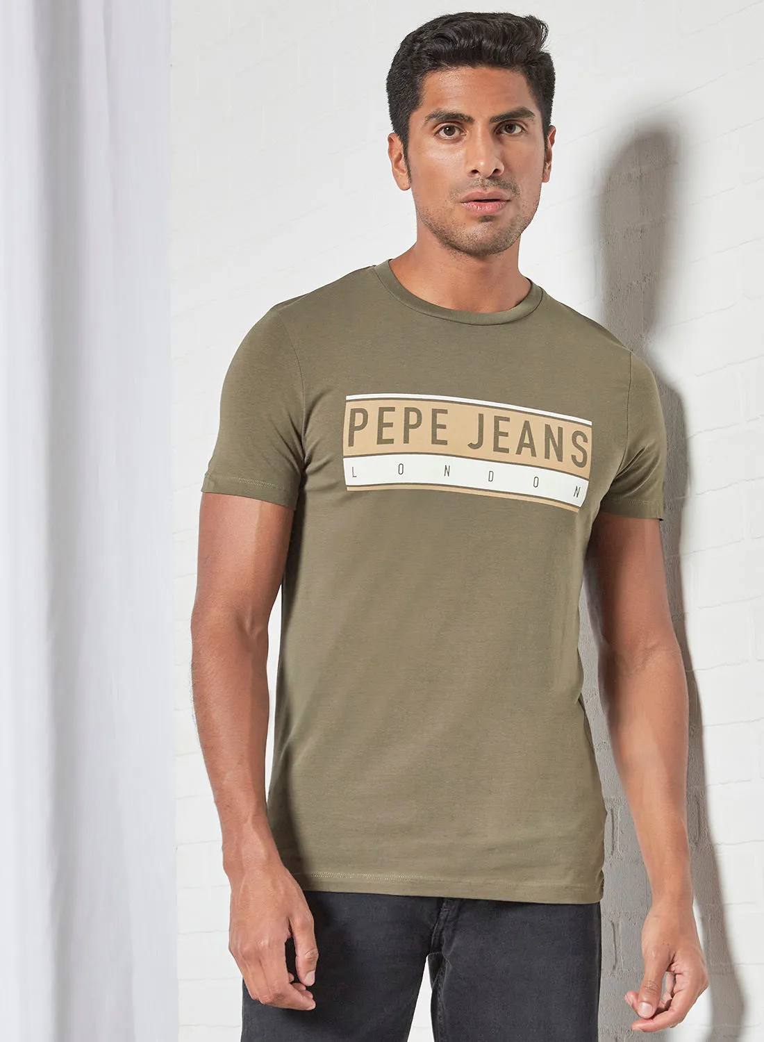 Pepe Jeans LONDON Box Logo T-Shirt Khaki