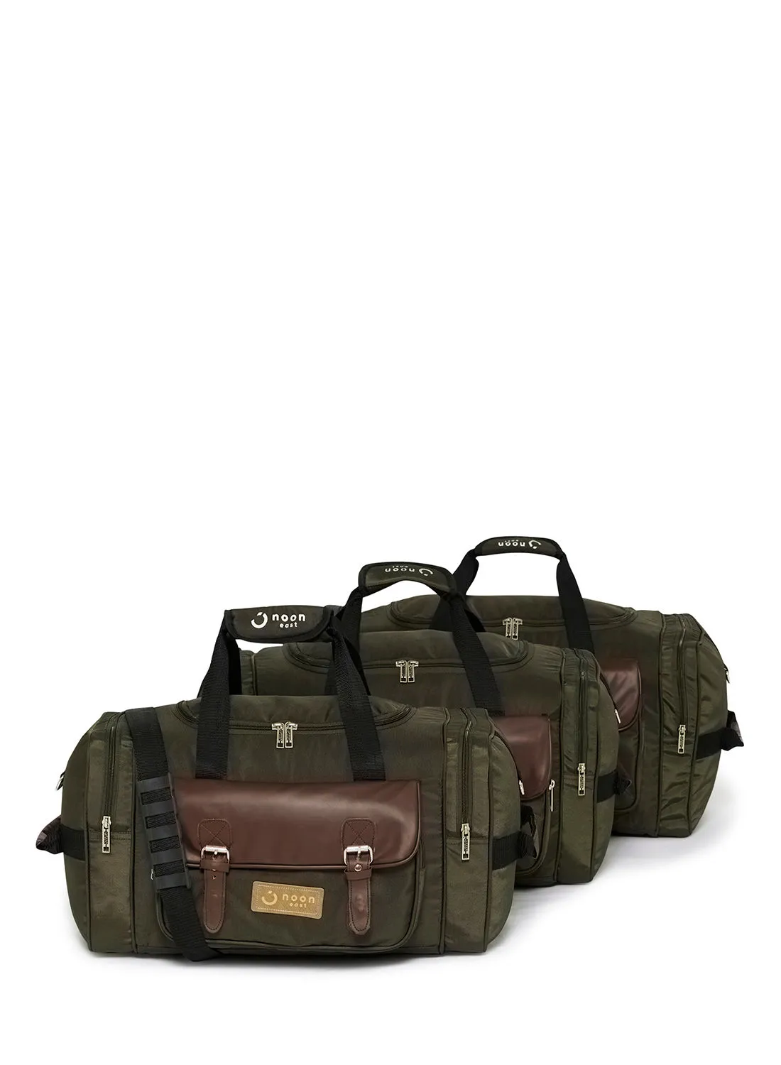 Noon East 3-Piece Lightweight Waterproof Polyester Multipurpose Luggage Duffle Bag/Gym Bag Set 20/22/24 Inch Green