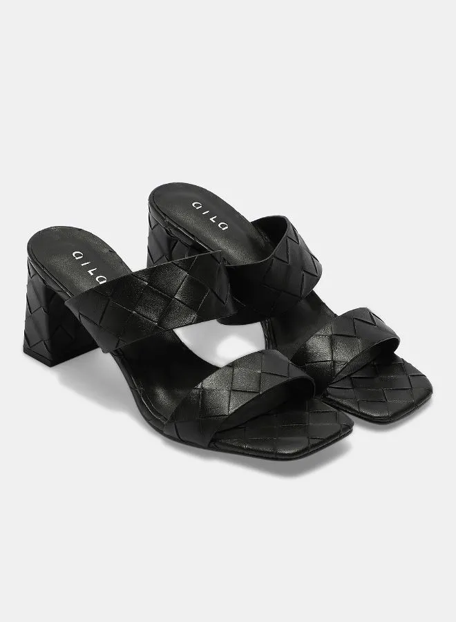 Aila Stylish Heeled Sandals Black