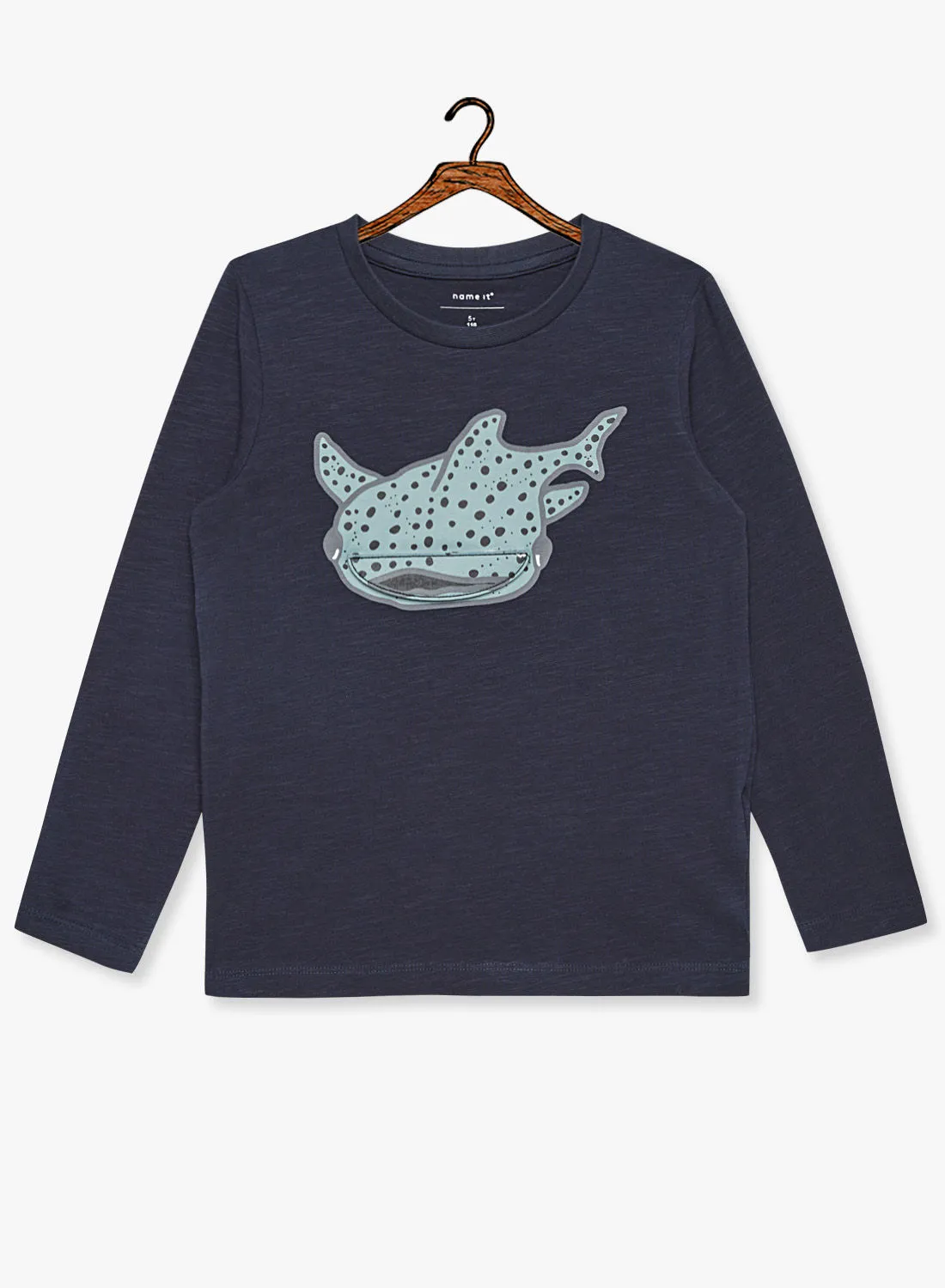 NAME IT Kids Fish Graphic Long Sleeve T-Shirt Navy