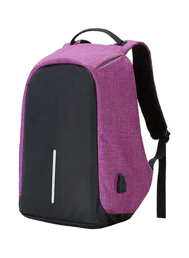 Generic Anti Theft Backpack With USB Charging Port Purple/Black