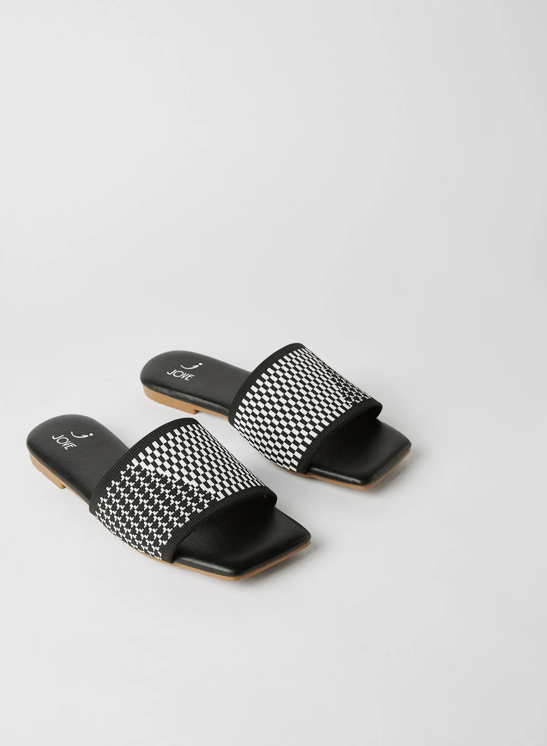 Jove Square Toe Slip-On Flat Sandals White/Black