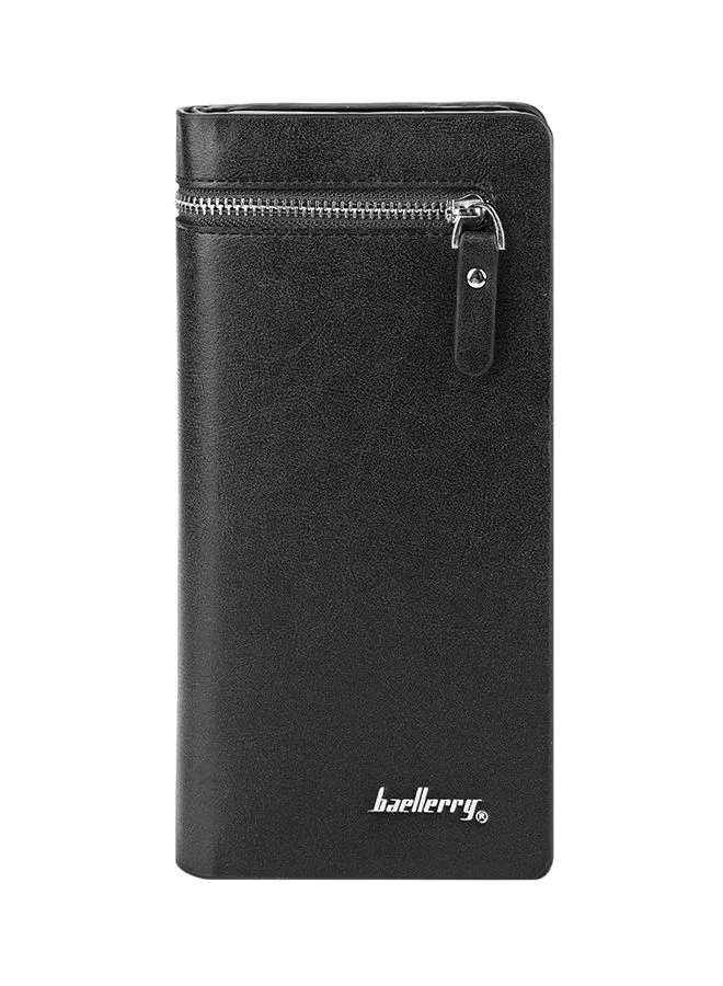 baellerry Leather Zipper Closure Wallet Black