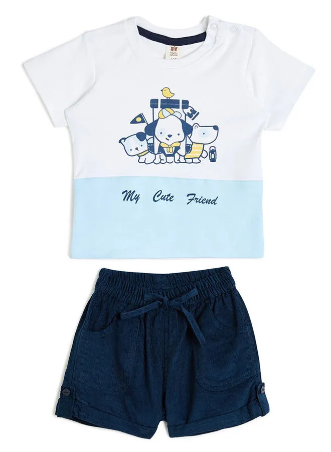 TOFFYHOUSE Infants Graphic T-Shirt & Shorts Set Navy/White