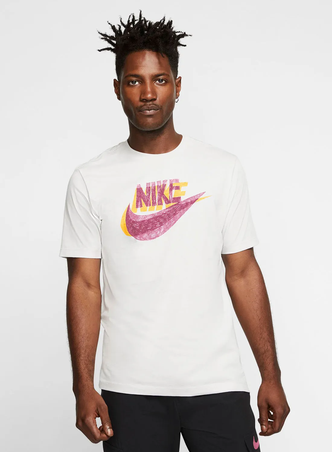 Nike Hand Drawn Logo T-Shirt White/University Gold/Red