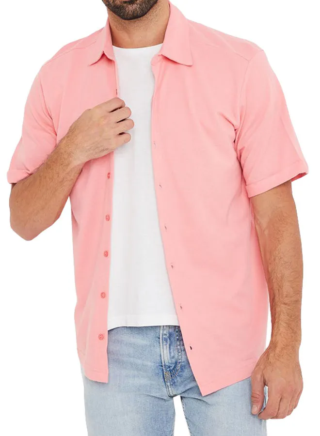 STATE 8 Knit Short Sleeve Shirt Pink