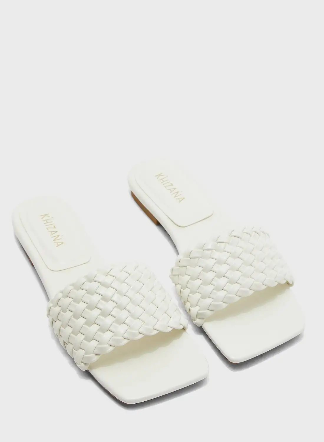 Khizana Weave Square Toe Flat Sandals