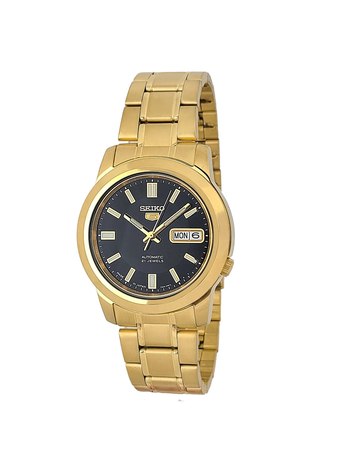 Seiko Men's Round Shape Stainless Steel Analog Wrist Watch - Gold - SNKK22J1