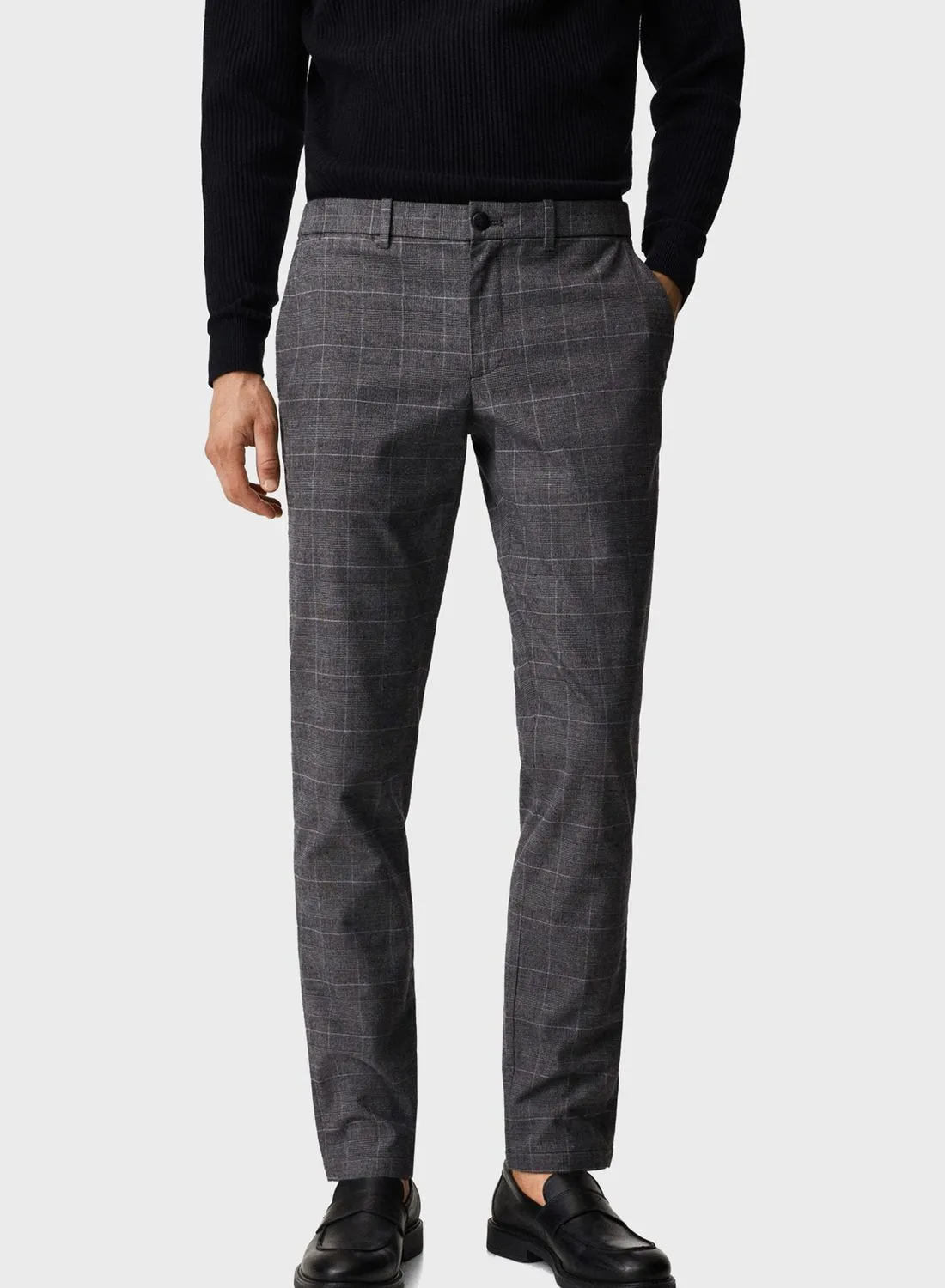 Mango Man Checked Slim Fit Trousers