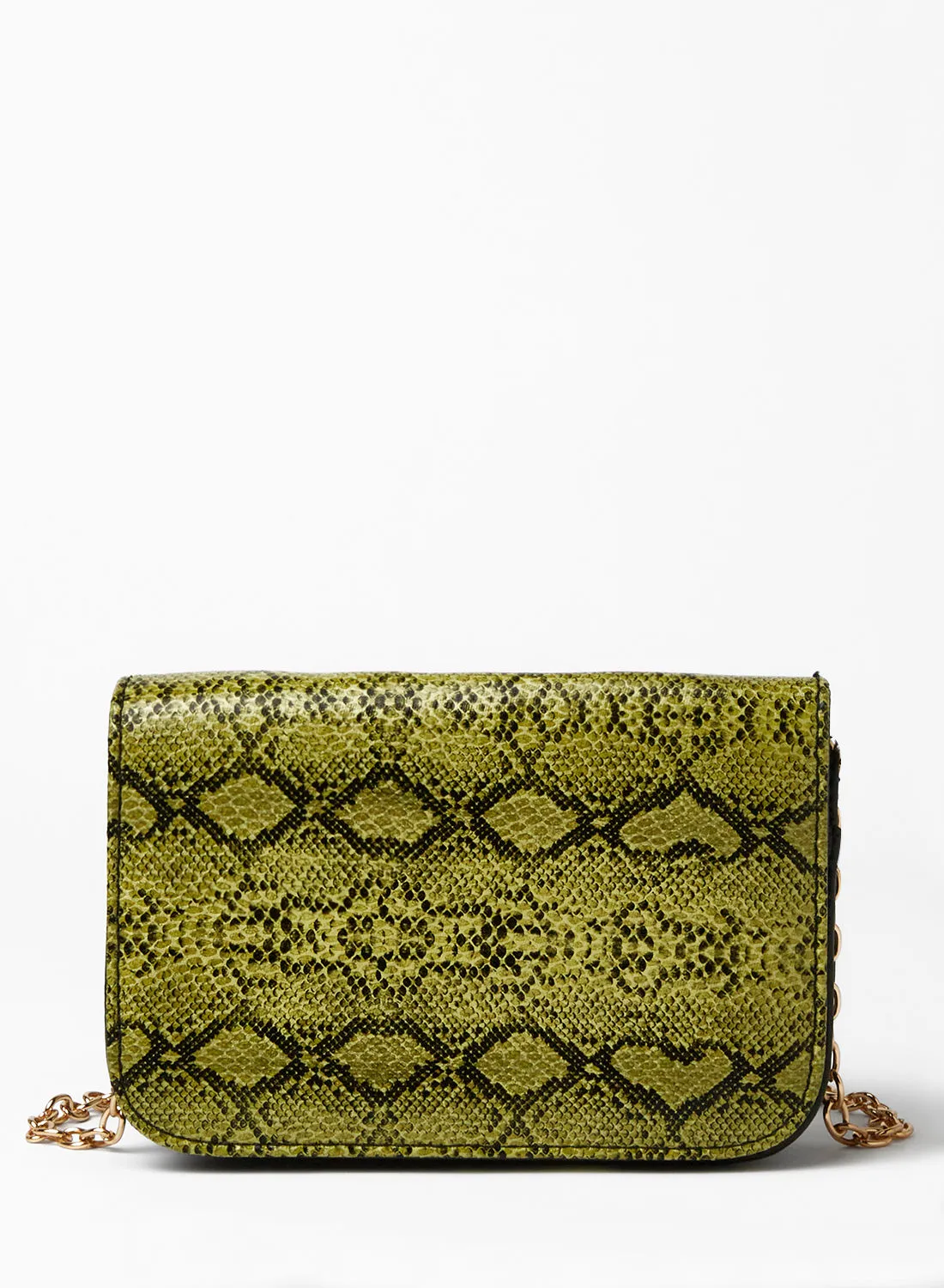 حقيبة كروس سيفي × جين إم بطبعة جلد الأفعى خضراء
