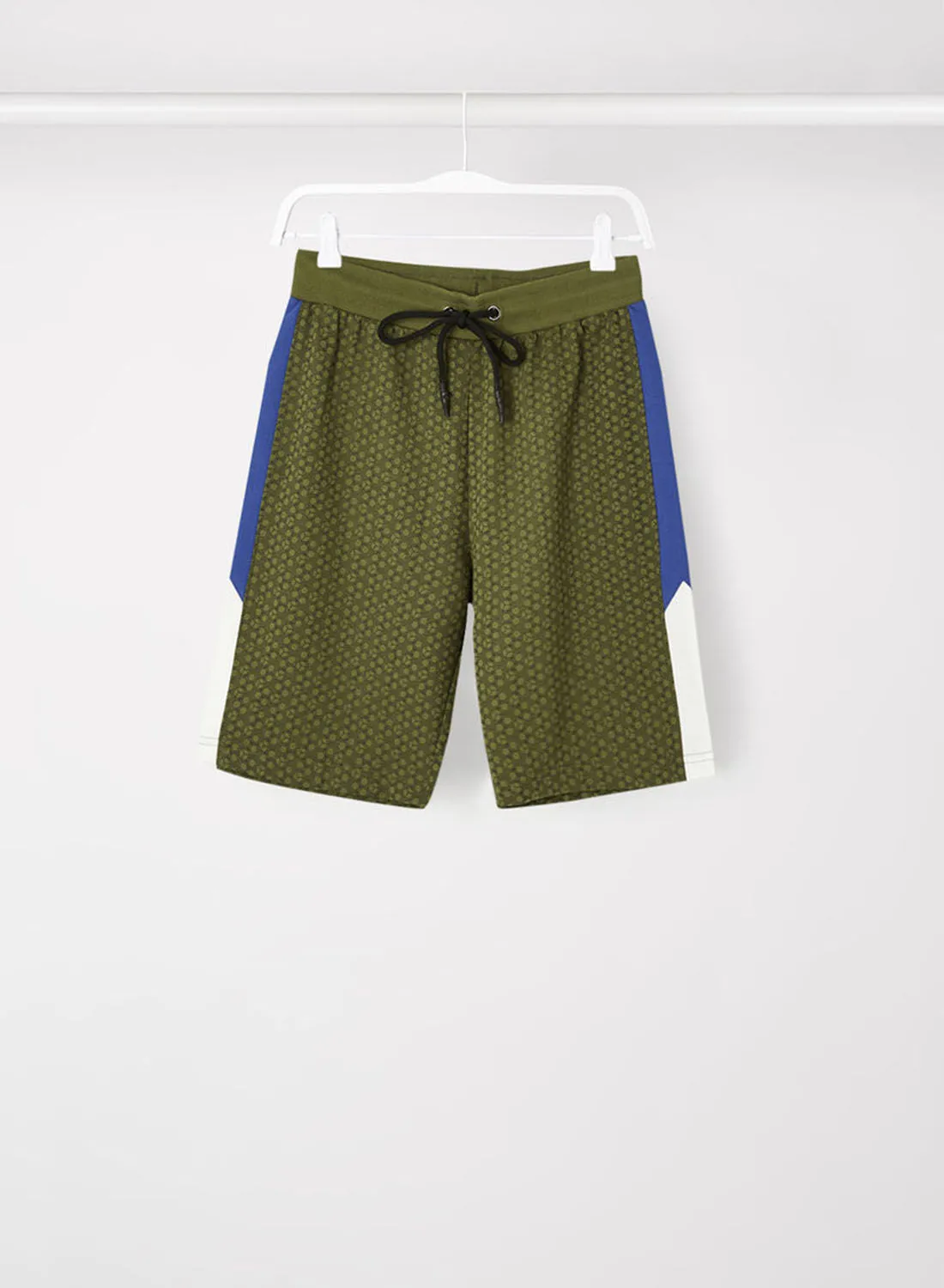 ABOF All Over Printed Elastic Waistband Drawstring Shorts Green/Blue/White