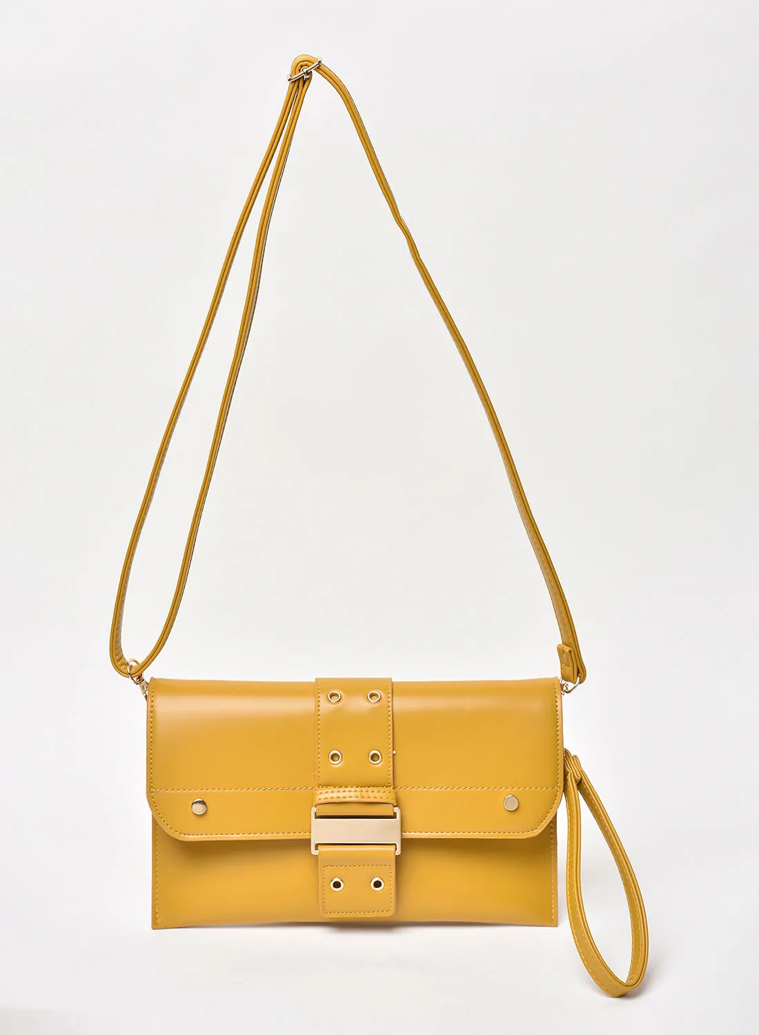 Jove Solid Pattern Flap Closure Shoulder Bag Yellow