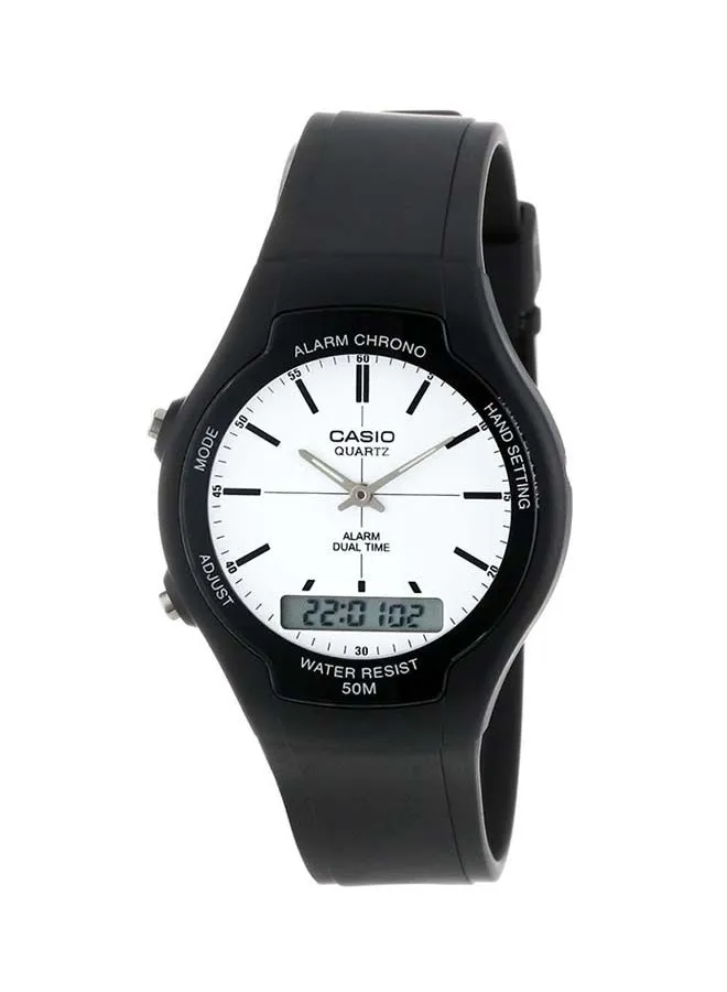 CASIO Men's Rubber Analog & Digital Wrist Watch AW-90H-7EVDF - 39 mm - Black