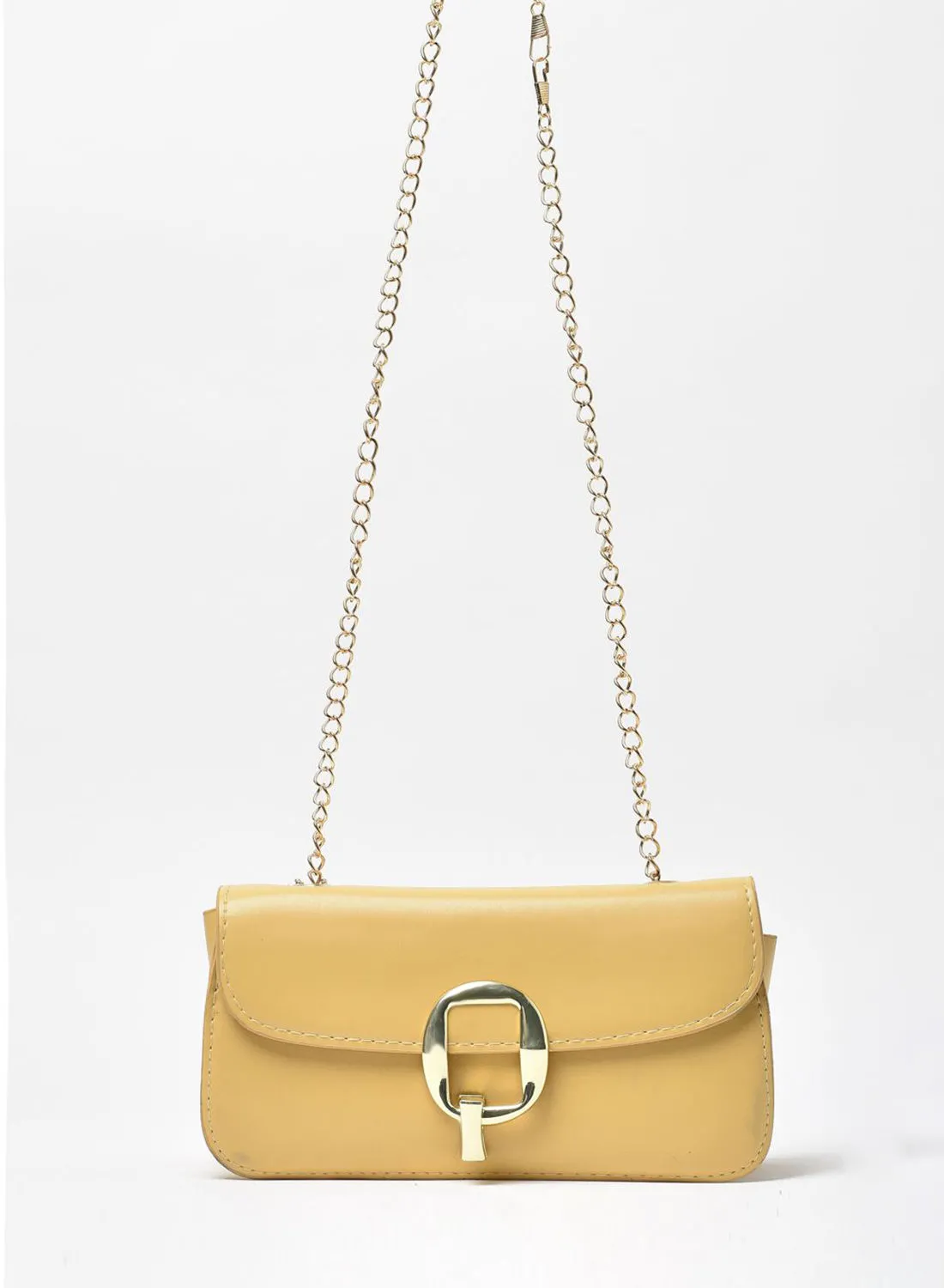 Jove Solid Pattern Chain Strap Crossbody Bag Yellow