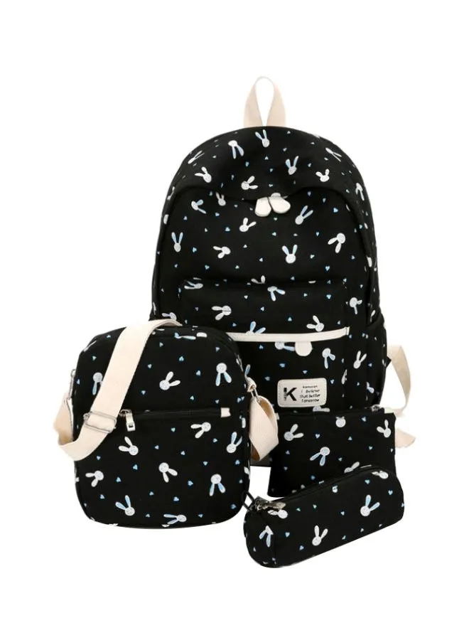 Generic 4-Piece Student Backpack Black
